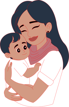 A cartoon woman holding a baby png