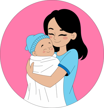 A woman holding a baby in her arms png