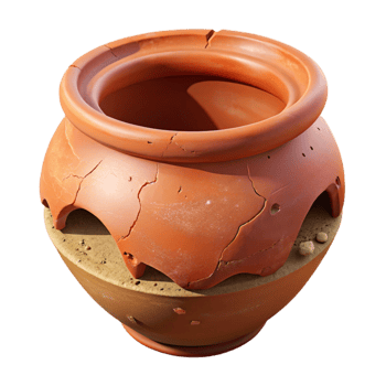 serene creative Damaged Terracotta Pot Fragment Isolated on Transparent Background high resolution png