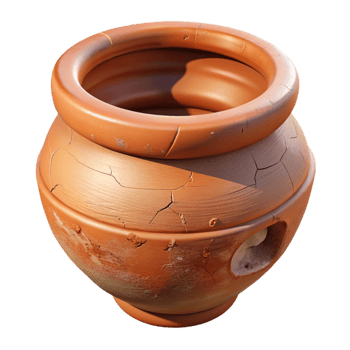 impressive vintage Damaged Terracotta Pot Restoration Cutout high resolution png
