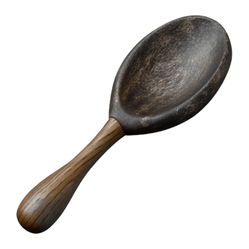 beautiful abstract Dark Stained Wooden Spoon Top View Isolated exclusive png
