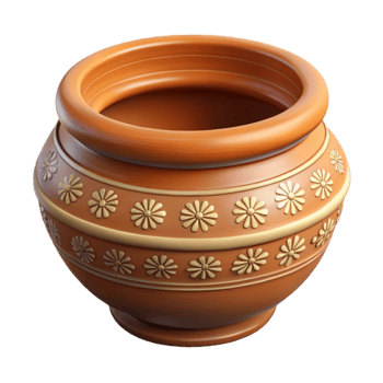 wonderful modern Decorated Pottery Bowl with Traditional Motifs Isolated professional png