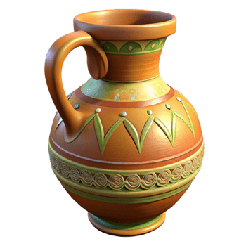 extraordinary contemporary Decorated Pottery Jug with Traditional Motifs Isolated professional png