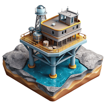 magnificent artistic Deep Sea Mining Platform Silhouette Isolated Element genuine png
