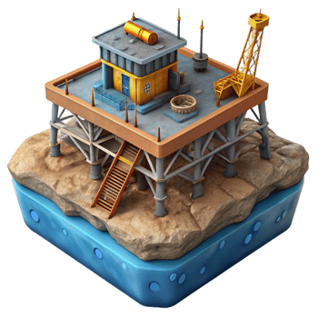 impressive classic Deep Sea Mining Platform Silhouette Isolated Element png