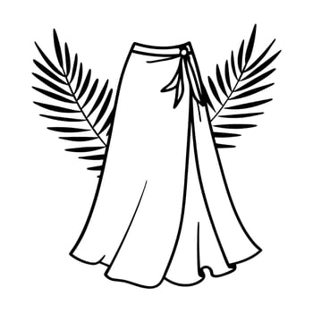 Elegant skirt design with fern leaves, fashion illustration stylish apparel vector