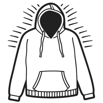 Stylish hoodie illustration iconic hooded sweatshirt, casual fashion outline sketch, modern apparel design vector