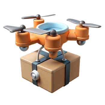 vibrant vintage Delivery Drone Flying View Isolated original png