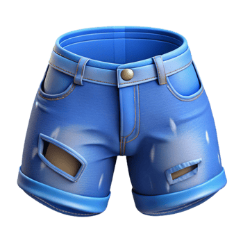 impressive creative Denim Shorts Ripped Blue Isolated genuine png