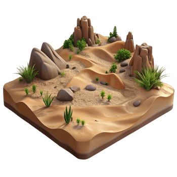 wonderful vintage Desertification Barren Landscape Isolated premium png