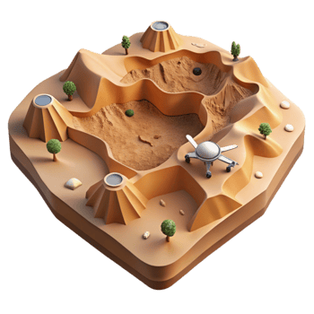 dramatic creative Desert Landscape Aerial View with Drone Cutout detailed png