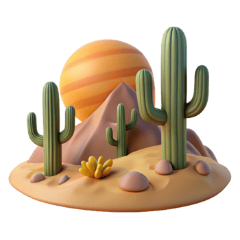 extraordinary classic Desert Landscape with Cacti Isolated exclusive png