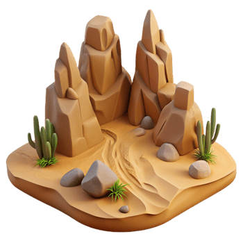 elegant modern Desert Landscape with Rock Formations Photography Isolated detailed png