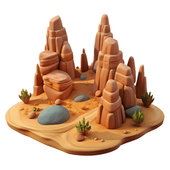 wonderful abstract Desert Landscape with Rock Formations Photography Isolated premium png