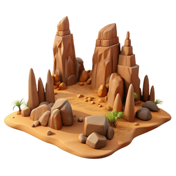 beautiful creative Desert Landscape with Rock Formations Photography Isolated high resolution png