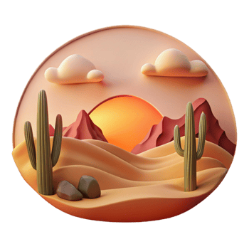 vibrant classic Desert Sunset Panorama Photography Cutout Element authentic png