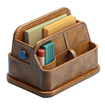 vibrant contemporary Desk Organizer Leather Detail Cutout exclusive png