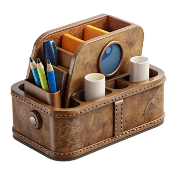 dramatic modern Desk Organizer Leather Detail Cutout detailed png