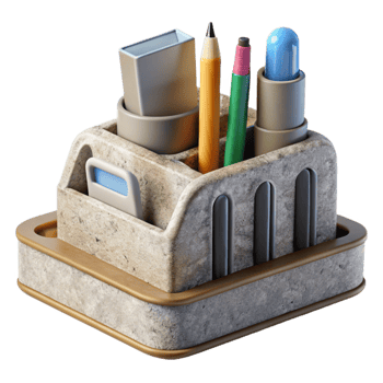 elegant vintage Desk Organizer with Stationery Transparent high quality png
