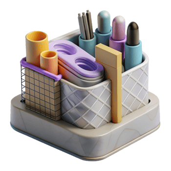 vibrant abstract Desk Organizer with Stationery Transparent authentic png