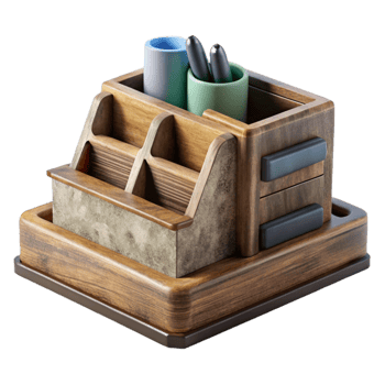 elegant rustic Desk Organizer Wooden Cutout original png