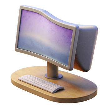 magnificent modern Desktop Computer with Curved Monitor Isolated Element exclusive png