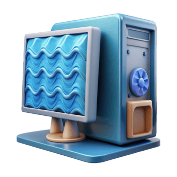 beautiful minimalist Desktop Computer with Water Cooling Isolated Element genuine png