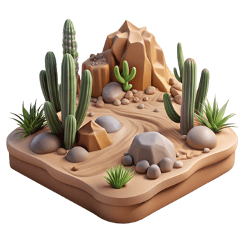 stunning vintage Detailed Desert Ecosystem with Transparent Background exclusive png