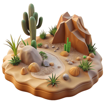 dramatic vintage Detailed Desert Ecosystem with Transparent Background detailed png