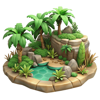 serene minimalist Detailed Jungle Ecosystem with Transparent Background original png
