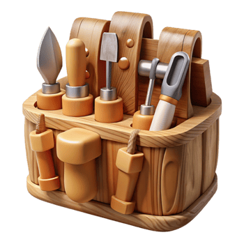 serene traditional Detailed Wood Carving Tools Isolated Set authentic png