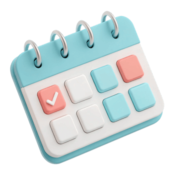 Stylish floating 3D calendar icon for digital use png