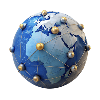 elegant contemporary Digital World Map with Network Connections Transparent Background high quality png