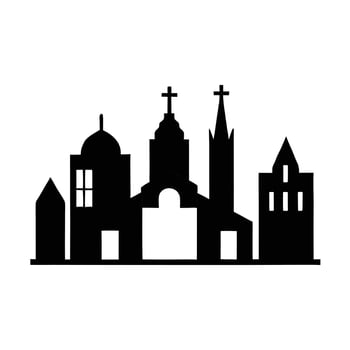 Black and white building icons for modern architecture designs. vector