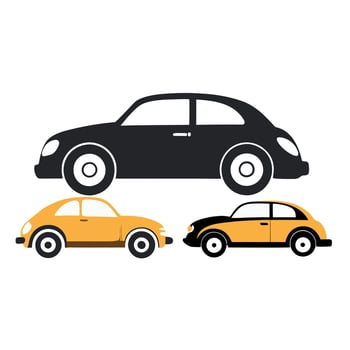 Black and white car icons for vehicle design projects. vector
