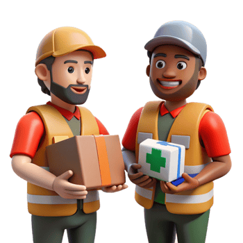 vibrant classic Disaster Relief Workers Distributing Aid Transparent Background premium png