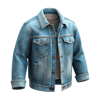 beautiful modern Distressed Denim Jacket Faded Wash Transparent Background png