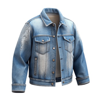 vibrant minimalist Distressed Denim Jacket Faded Wash Transparent Background genuine png