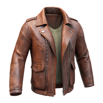 wonderful contemporary Distressed Leather Jacket Brown Vintage Cutout Transparent Background exclusive png