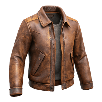 wonderful traditional Distressed Leather Jacket Brown Vintage Cutout Transparent Background authentic png