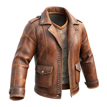 magnificent traditional Distressed Leather Jacket Brown Vintage Cutout Transparent Background professional png