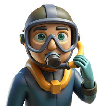 wonderful creative Diver Adjusting Mask Underwater Transparent Background png