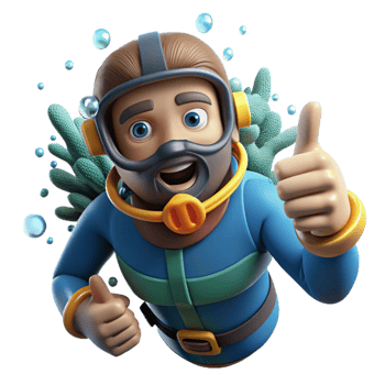 vibrant artistic Diver Giving Thumbs Up Cutout Underwater Signal high resolution png