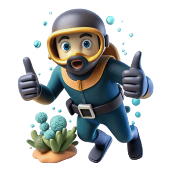 elegant modern Diver Giving Thumbs Up Cutout Underwater Signal png
