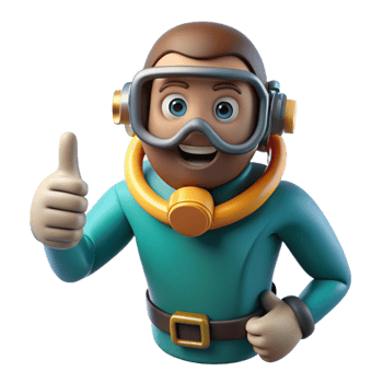 elegant abstract Diver Giving Thumbs Up Cutout Underwater Signal png