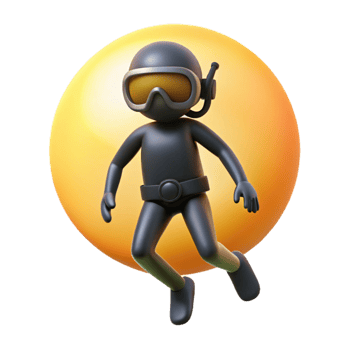 impressive abstract Diver Silhouette Against Sun Cutout Bright Background high quality png