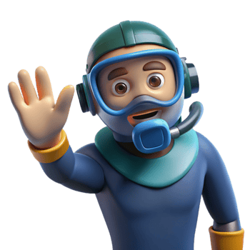Diver Signaling with Hand Underwater Isolated Element png