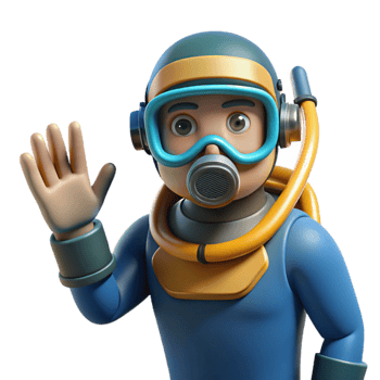 impressive minimalist Diver Signaling with Hand Underwater Isolated Element original png