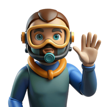 impressive classic Diver Signaling with Hand Underwater Isolated Element high resolution png