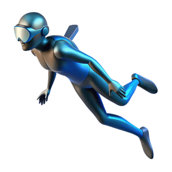 elegant traditional Diver Silhouette Ascending Transparent Background Isolated authentic png